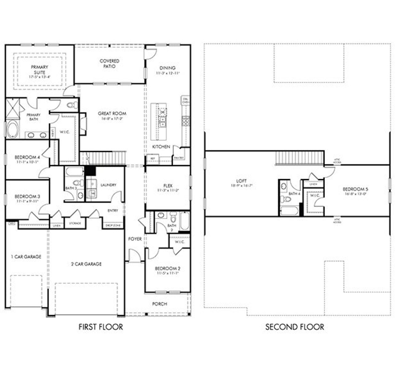 2D floor plan layout for the Abbeville by Meritage Homes in Vines at Mill Creek - Legacy Series, Braselton, GA (Image 2).