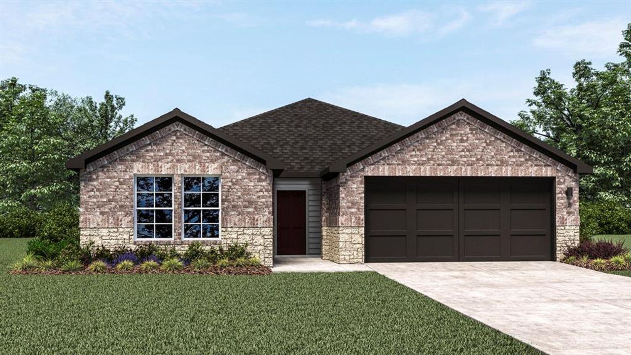 Front exterior of a new home in Bluff Springs, Ferris, TX, highlighting curb appeal (Image 2). Front exterior of a new home in Bluff Springs, Ferris, TX, highlighting curb appeal (Image 2).