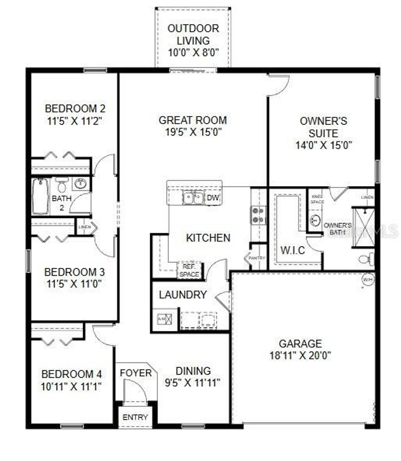 2D floor plan layout of this home in , Dunnellon, FL (Image 2).