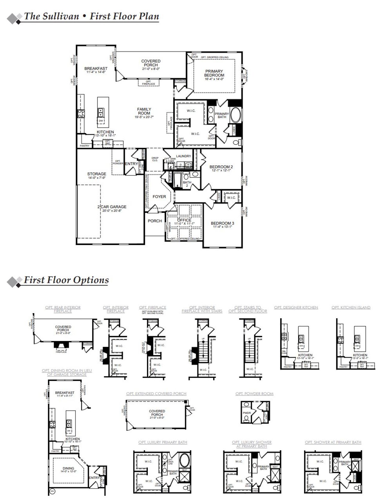 2D floor plan layout for the Sullivan by Eastwood Homes in Peyton's Creek, Statesville, NC (Image 2).