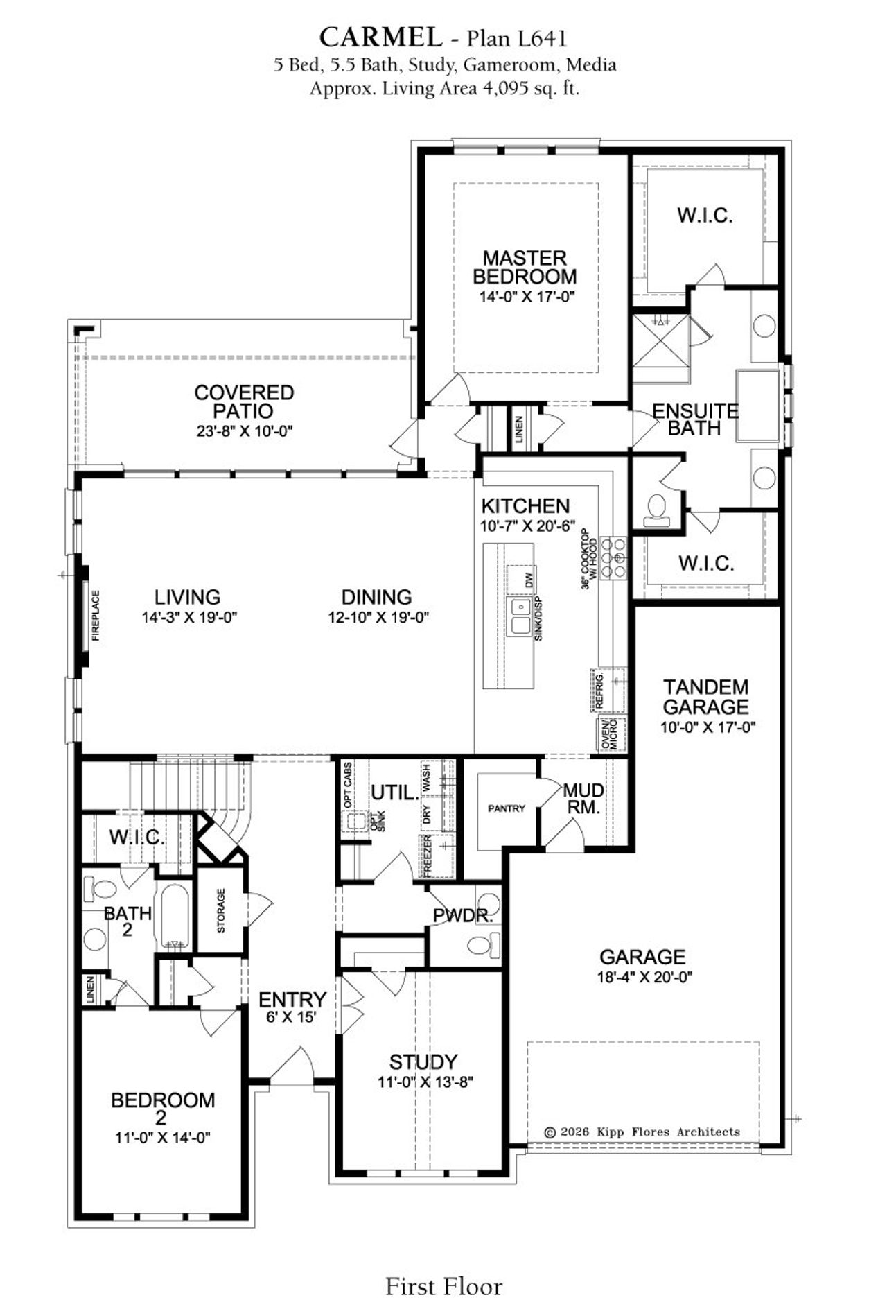 2D floor plan layout for the Carmel by Landon Homes in Lexington Frisco, Frisco, TX (Image 2).