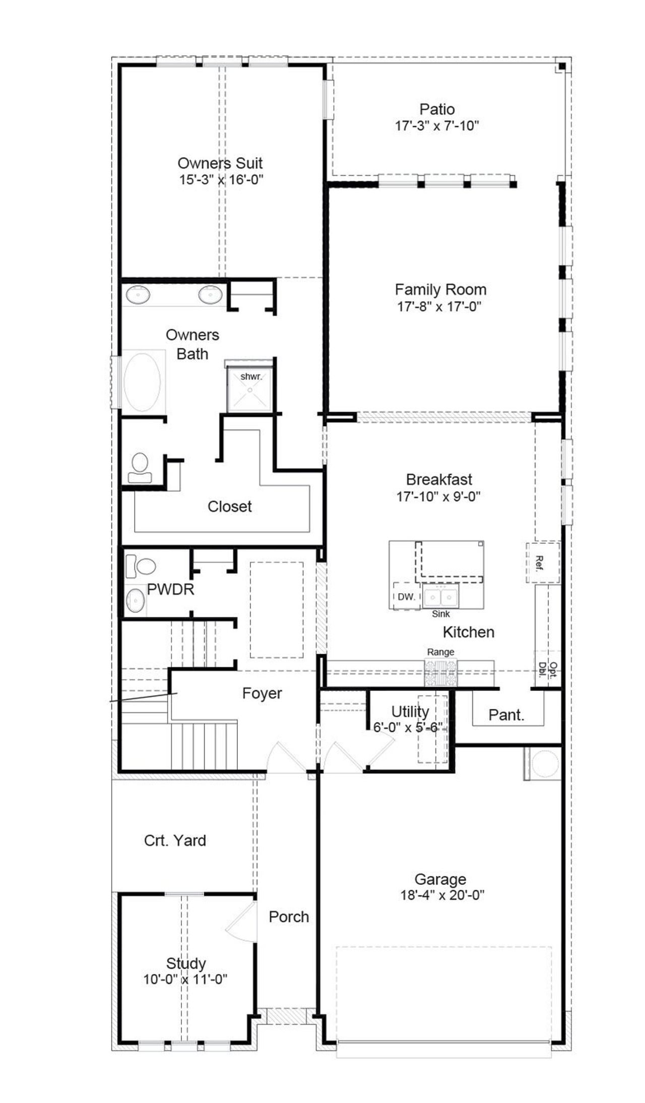 Calista floor plan layout, 4 bed, 3 - 4 bath, 2 story, 312 - 3,102 sq ft