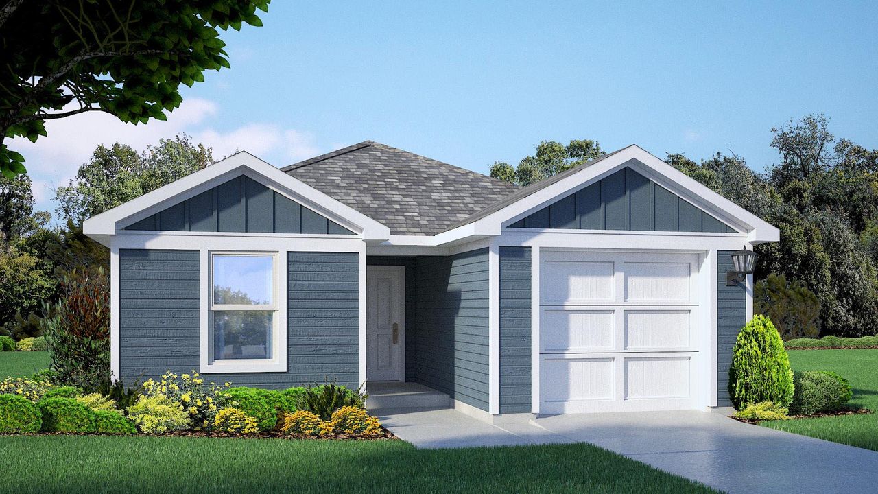 Representative exterior photo of a completed home built from the ARROWHEAD by D.R. Horton in Hickory Grove, Krum, TX (Image 2). Representative exterior photo of a completed home built from the ARROWHEAD by D.R. Horton in Hickory Grove, Krum, TX (Image 2).