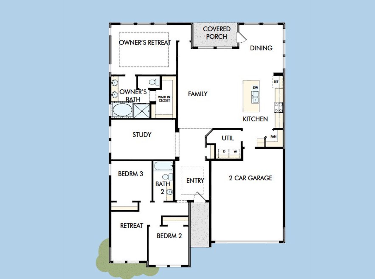 2D floor plan layout for the The Wildflower by David Weekley Homes in Headwaters 60' - Executive Series, Dripping Springs, TX (Image 2).