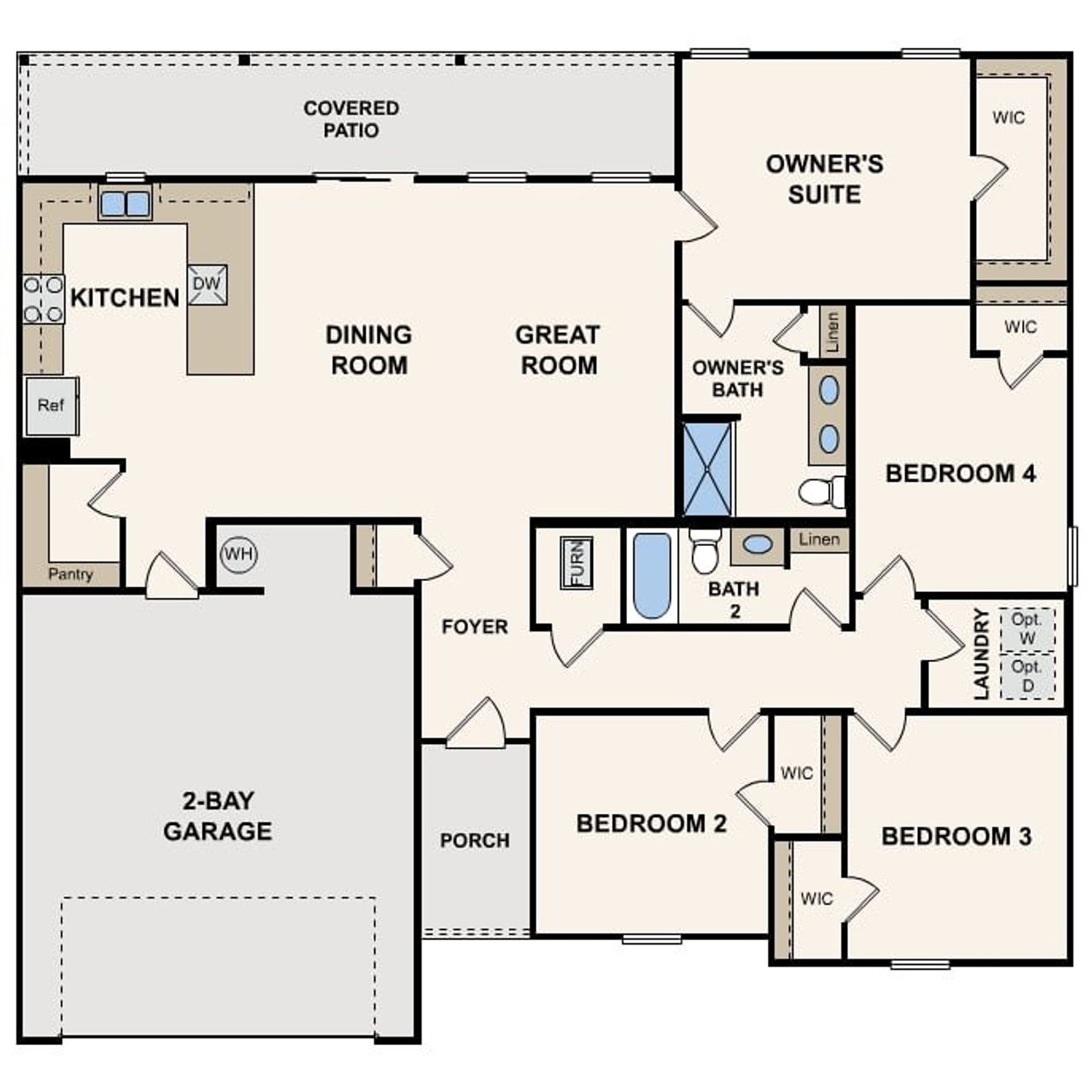 2D floor plan layout of this home in Shallow Creek, Hogansville, GA (Image 2).