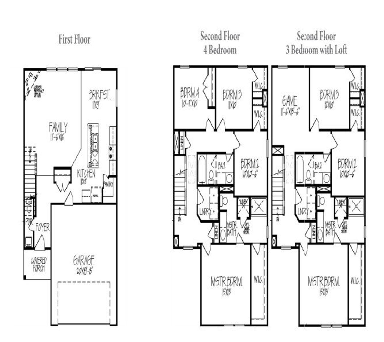 2D floor plan layout for the Elderberry 1800 by Accent Homes Carolinas in Kinghurst Cove, Charlotte, NC (Image 2).