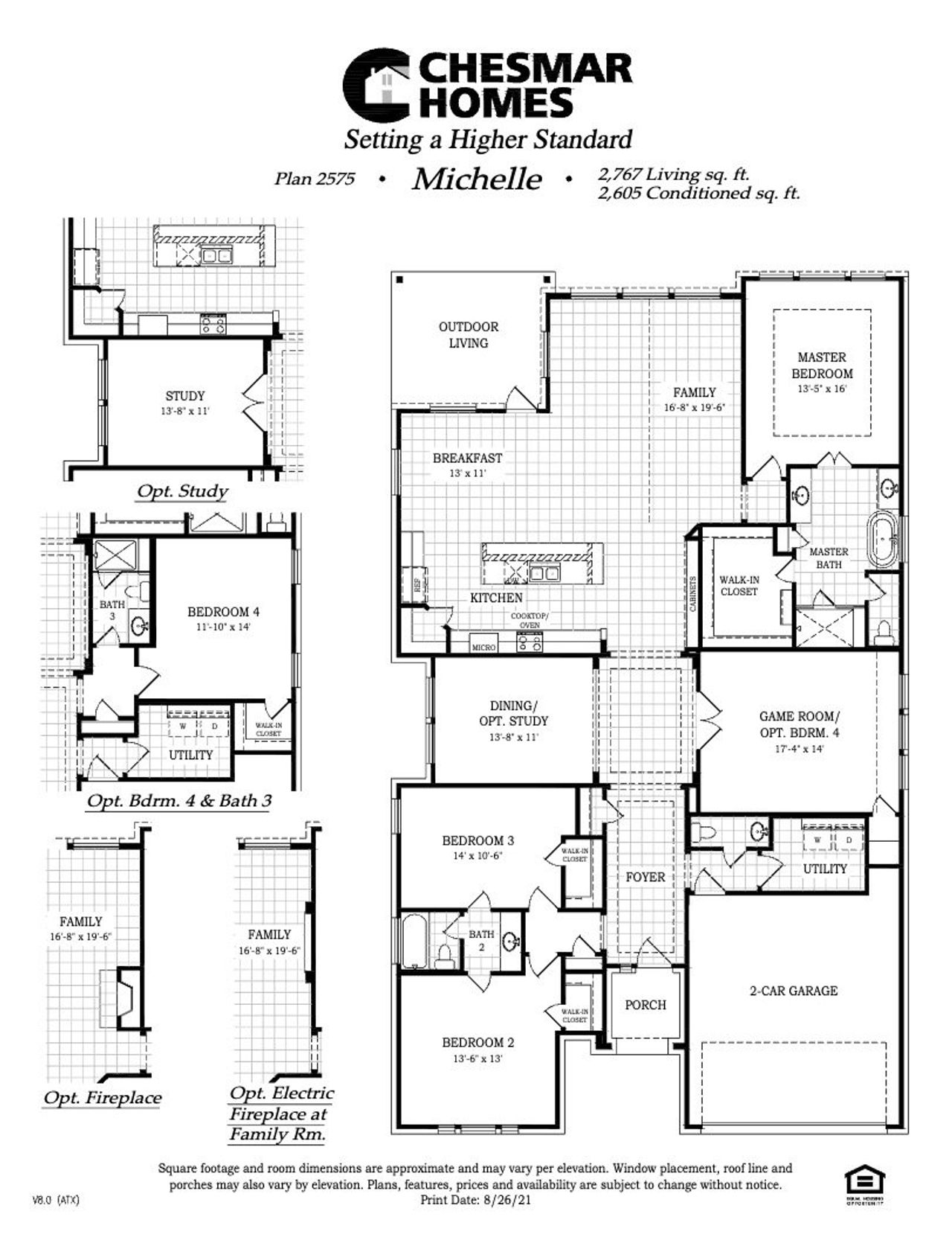 2D floor plan layout for the Michelle by Chesmar Homes in Lariat, Liberty Hill, TX (Image 2). 2D floor plan layout for the Michelle by Chesmar Homes in Lariat, Liberty Hill, TX (Image 2).