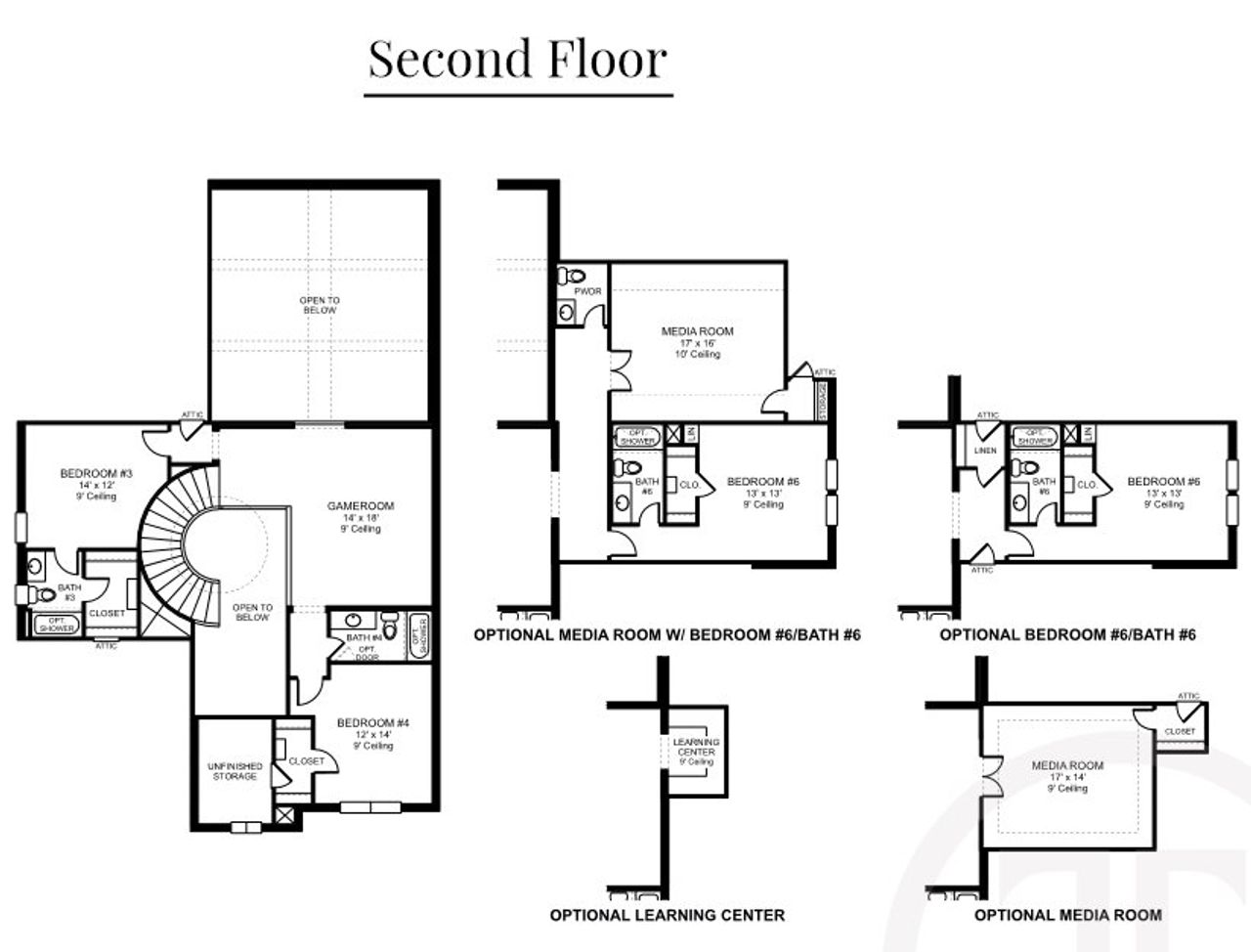2D floor plan layout for the Plan 7031 by Tradition Homes in Mustang Lakes – 100′, Celina, TX (Image 2).