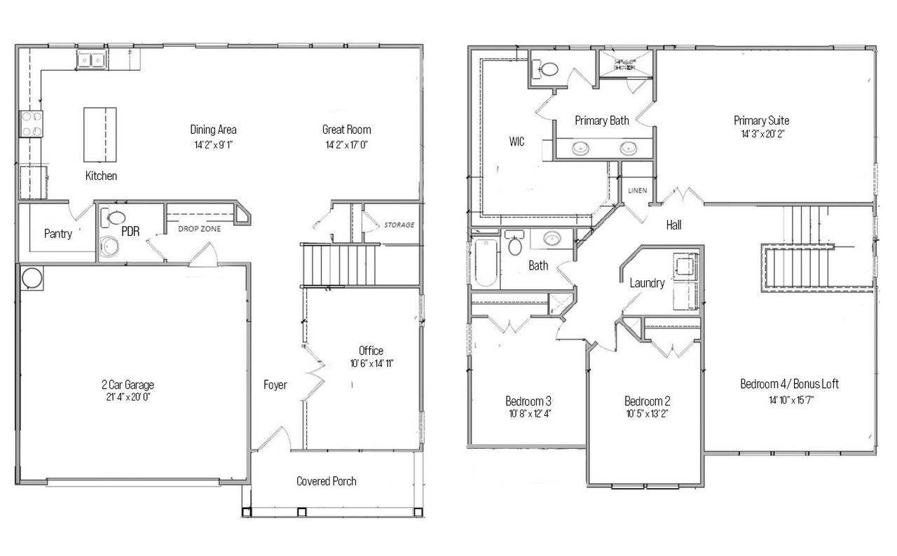 2D floor plan layout of this home in Country Club Creek, Ayden, NC (Image 2).