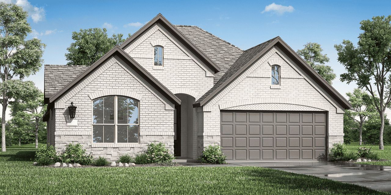 Representative exterior photo of a completed home built from the 4102 by Risland Homes in Wildflower Ranch, Justin, TX (Image 2). Representative exterior photo of a completed home built from the 4102 by Risland Homes in Wildflower Ranch, Justin, TX (Image 2).