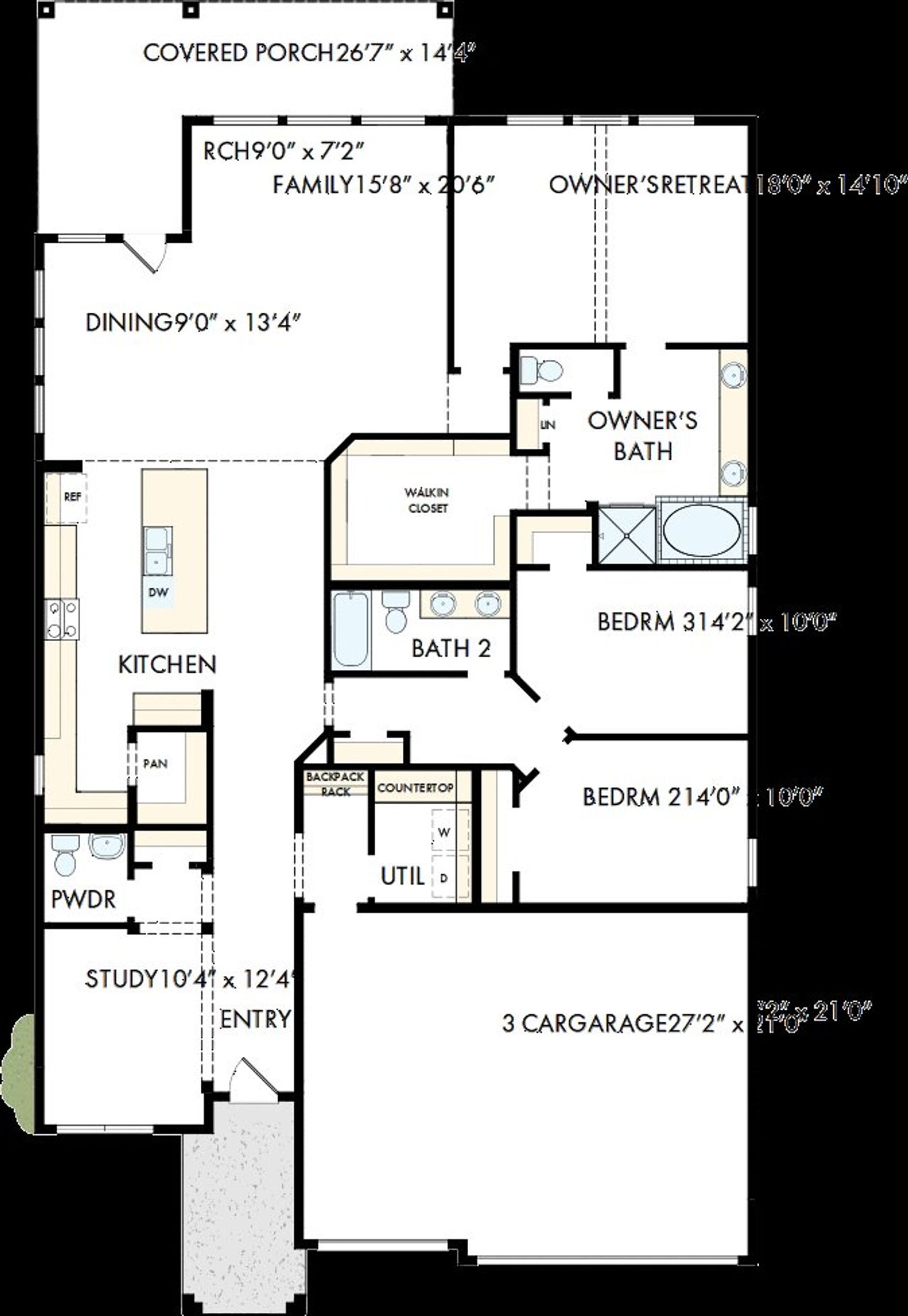 2D floor plan layout of this home in Meridiana - Ascent Collection, Manvel, TX (Image 2).