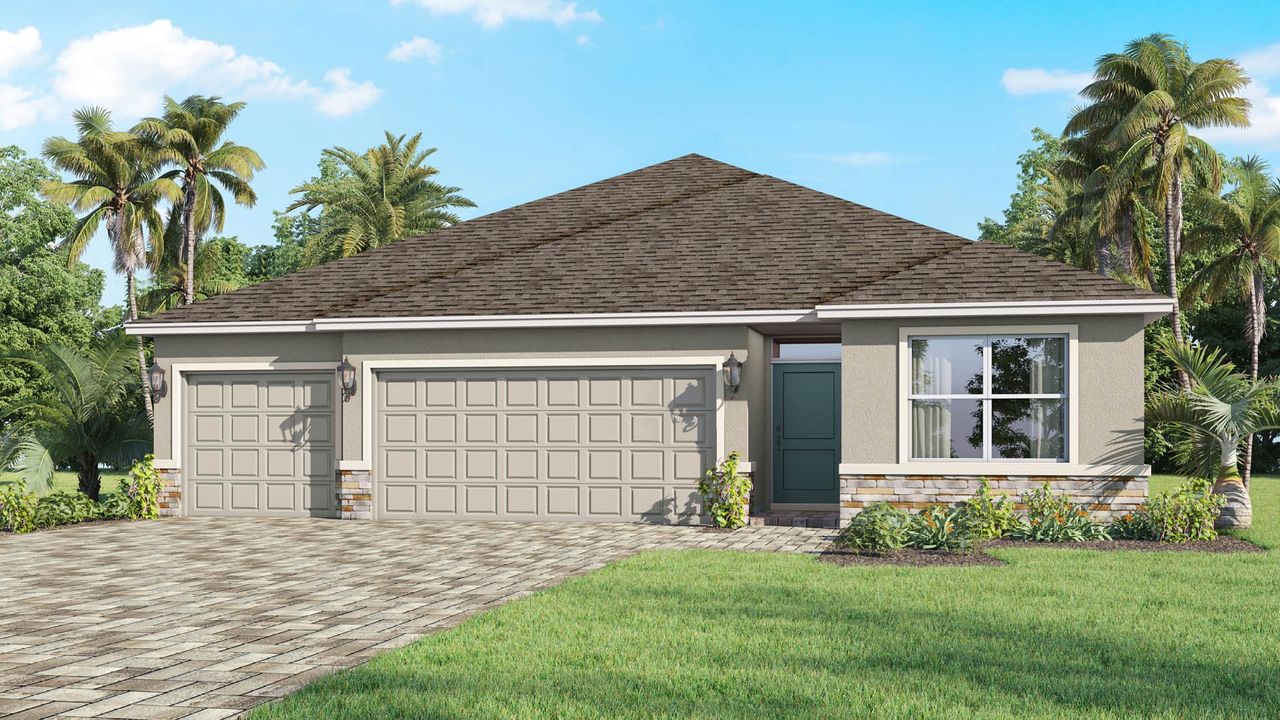 Representative exterior photo of a completed home built from the Madison by D.R. Horton in Indian River Preserve, Mims, FL (Image 2).