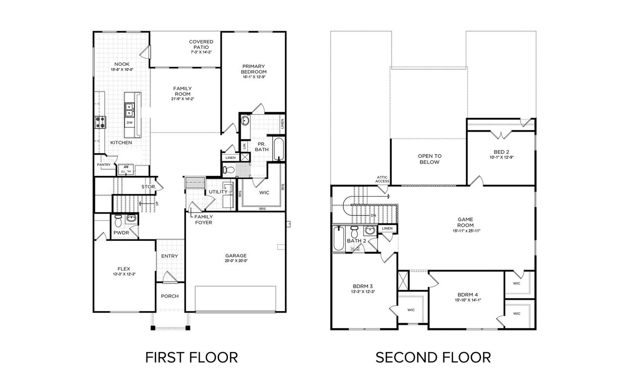 2D floor plan layout of this home in Katy Lakes, Katy, TX (Image 2).