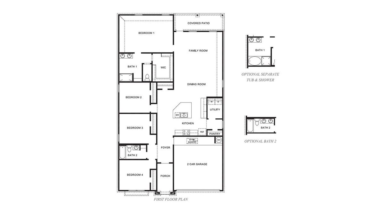 2D floor plan layout of this home in Evergreen, Rosenberg, TX (Image 2).