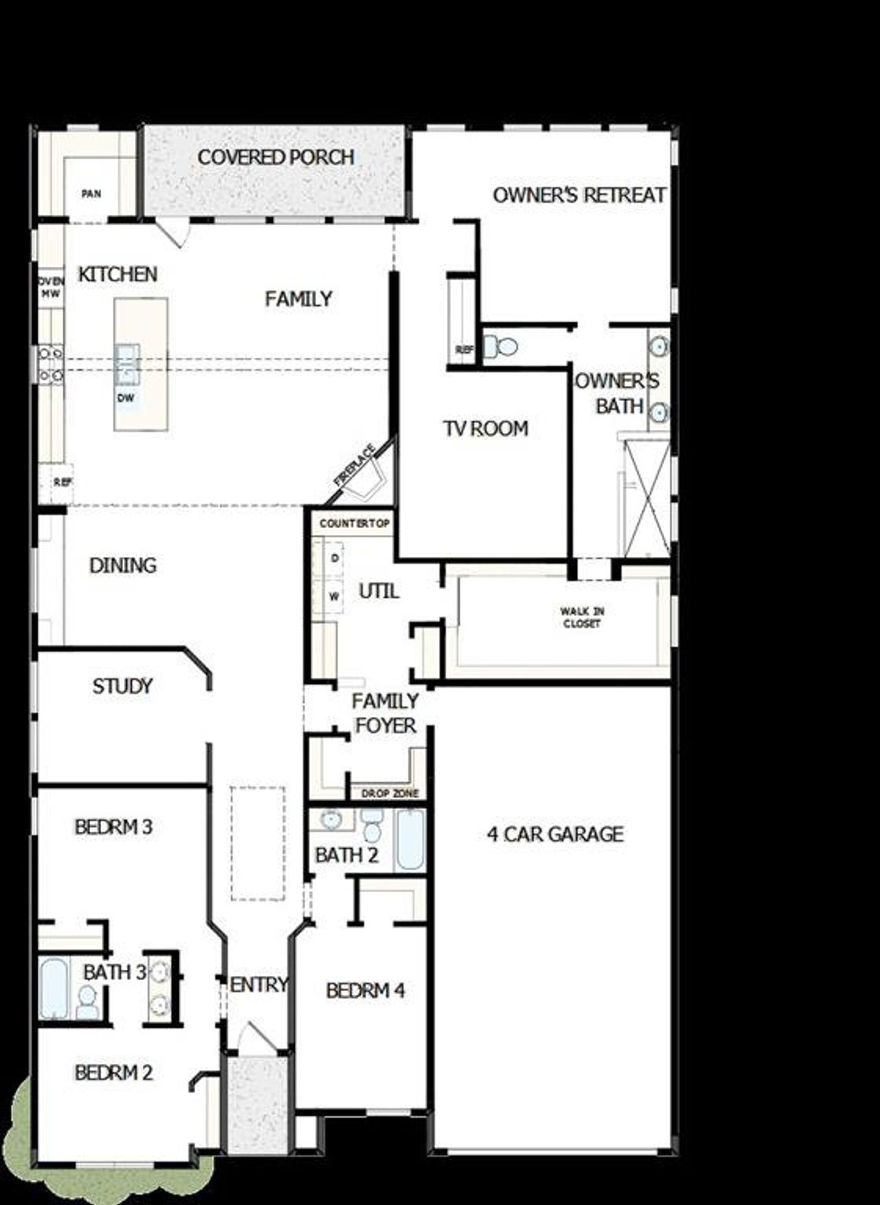 2D floor plan layout of this home in Pecan Square – Classics, Northlake, TX (Image 2). 2D floor plan layout of this home in Pecan Square – Classics, Northlake, TX (Image 2).