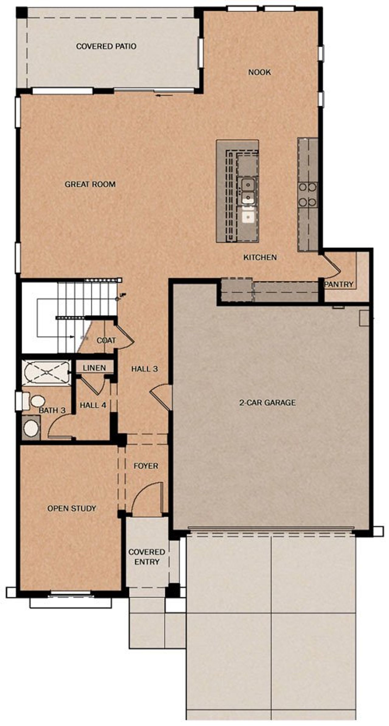 2D floor plan layout of this home in Redwood Valley at Prasada, Surprise, AZ (Image 2).