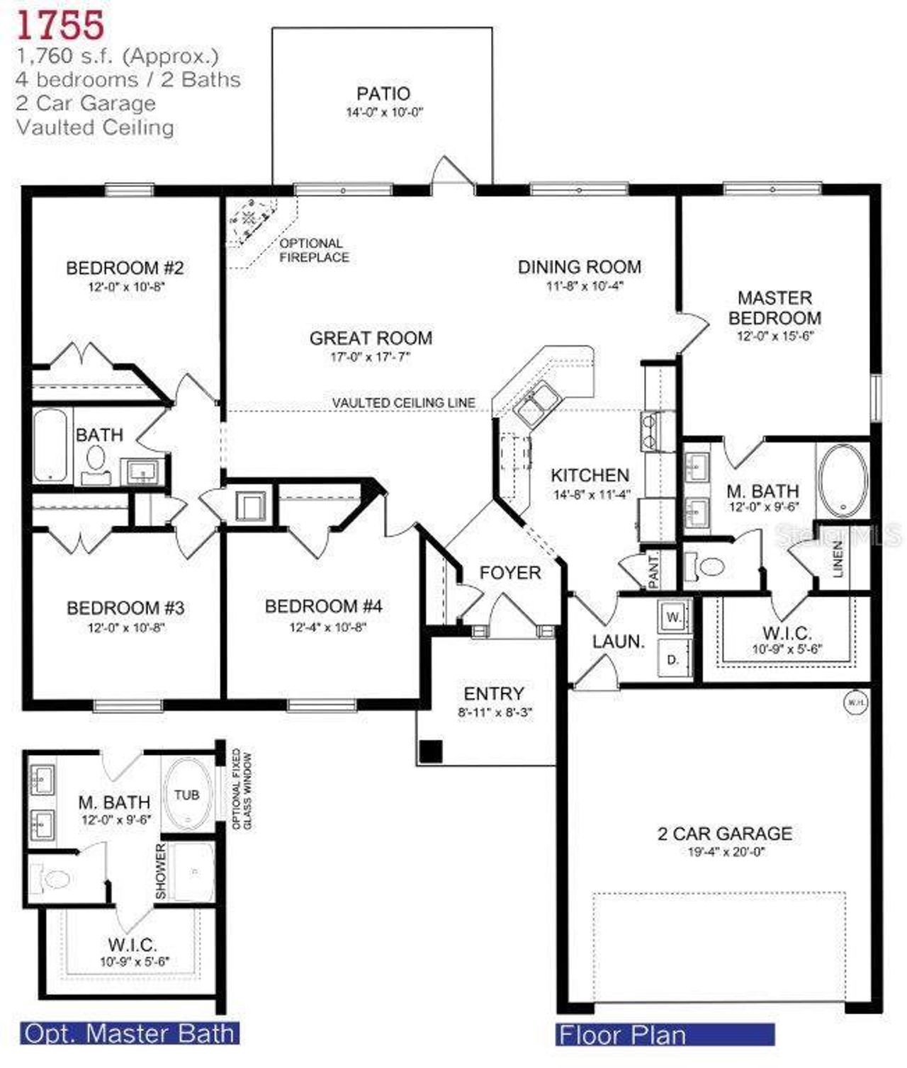 2D floor plan layout of this home in Spring Hill, Spring Hill, FL (Image 2).