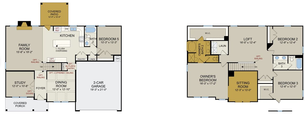 2D floor plan layout of this home in Wood Lake II, Raeford, NC (Image 2).