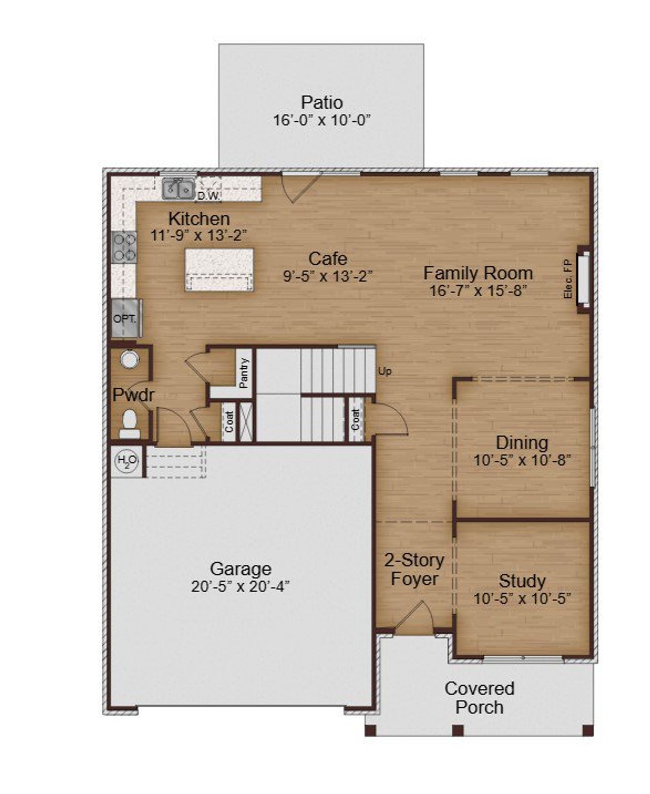 2D floor plan layout for the Heron Cottage by McKinley Homes in The Brooke at Rivertown, Fairburn, GA (Image 2).