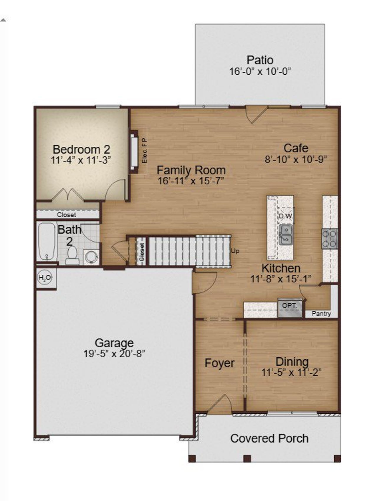2D floor plan layout for the Brookpark by McKinley Homes in The Brooke at Rivertown, Fairburn, GA (Image 2).