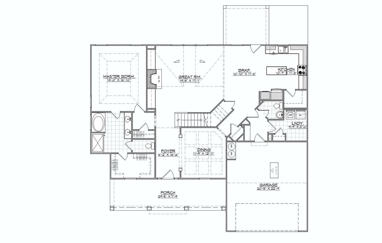 2D floor plan layout for the Evans by Designer Homes of Georgia in Austin Heights, North Augusta, SC (Image 2).