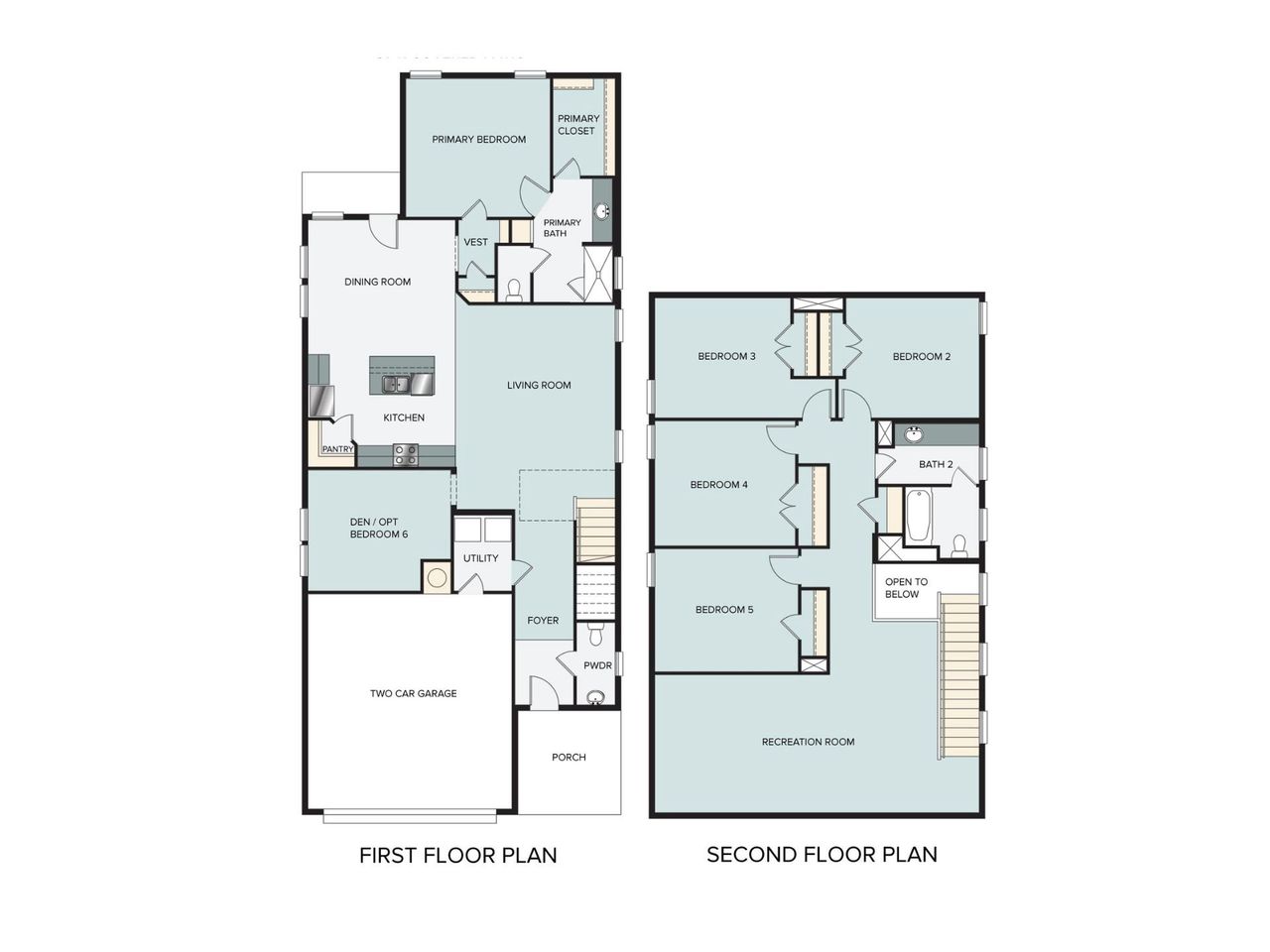 2D floor plan layout of this home in Clear Creek, Round Rock, TX (Image 2).