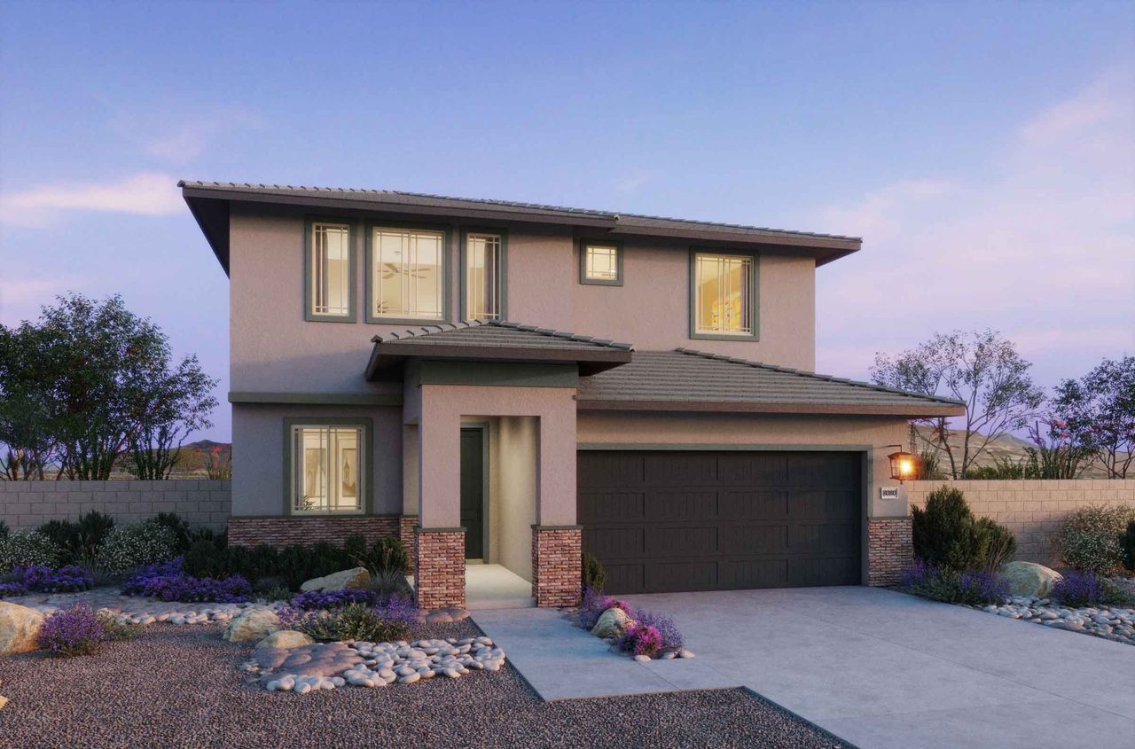 Representative exterior photo of a completed home built from the 3505 by Risewell Homes in Copper Falls, Goodyear, AZ (Image 2).
