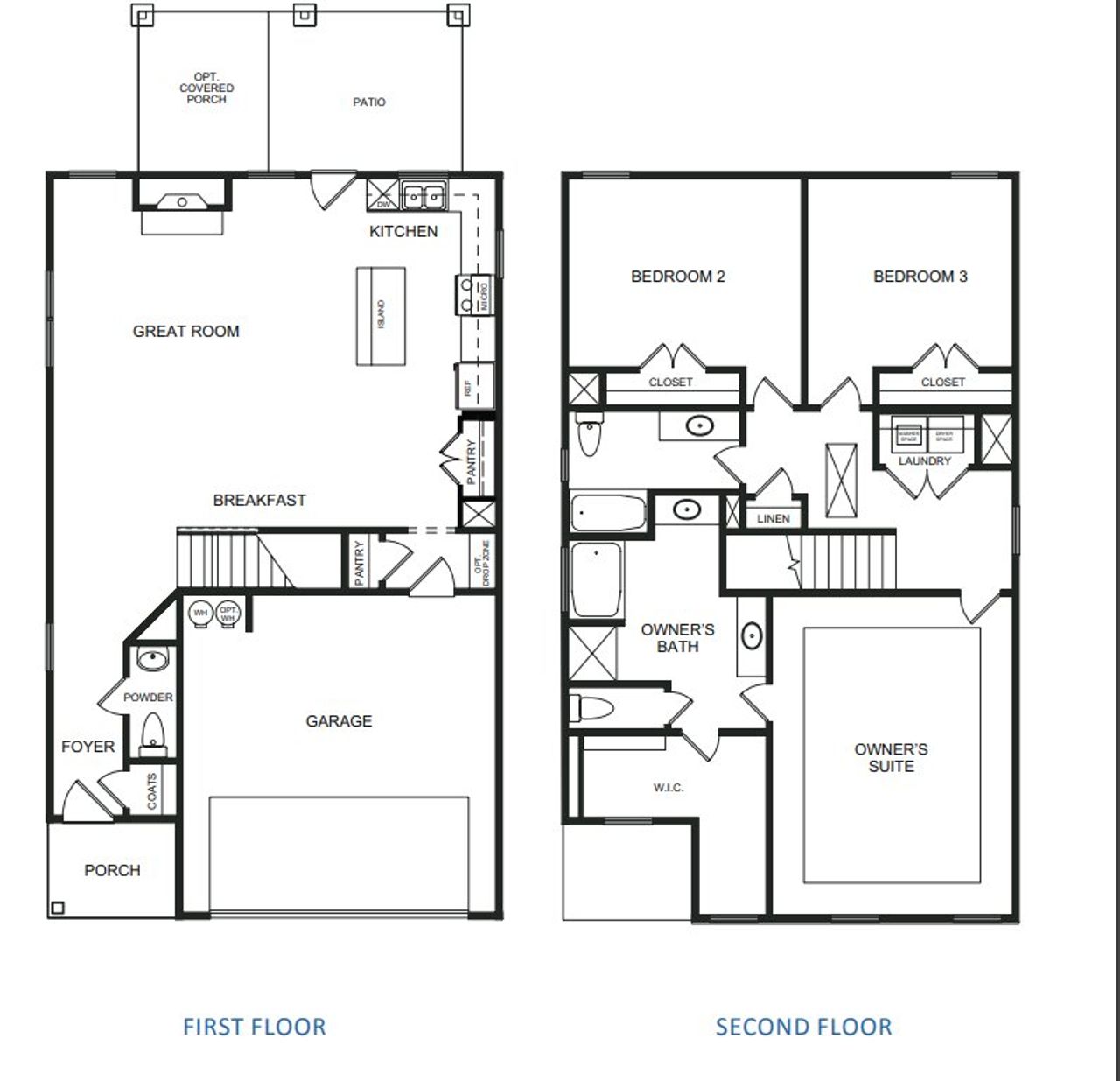 2D floor plan layout for the The Lawson by Direct Residential Communities in Fairview Lake, Conyers, GA (Image 2).
