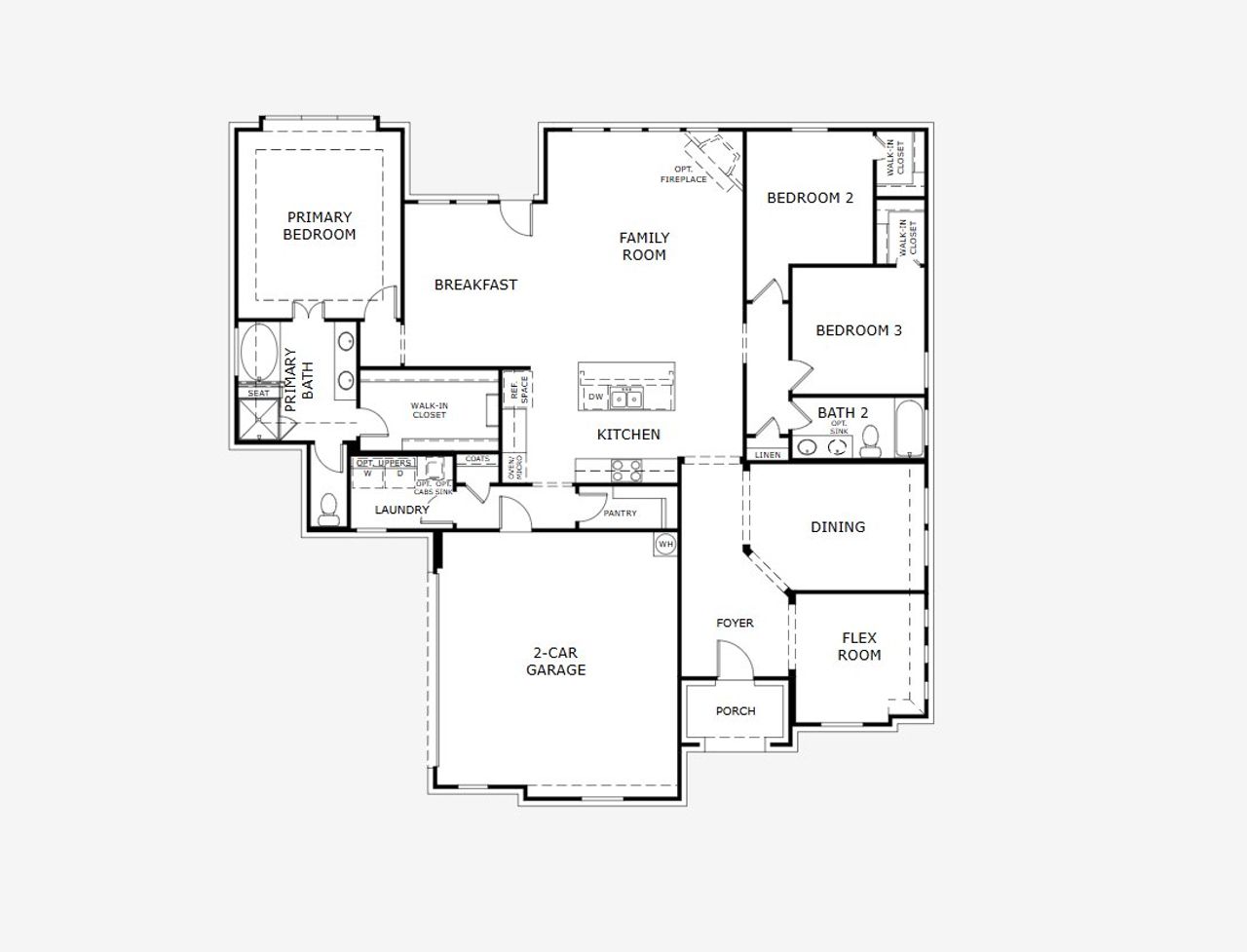 2D floor plan layout of this home in Massey Meadows, Midlothian, TX (Image 2).