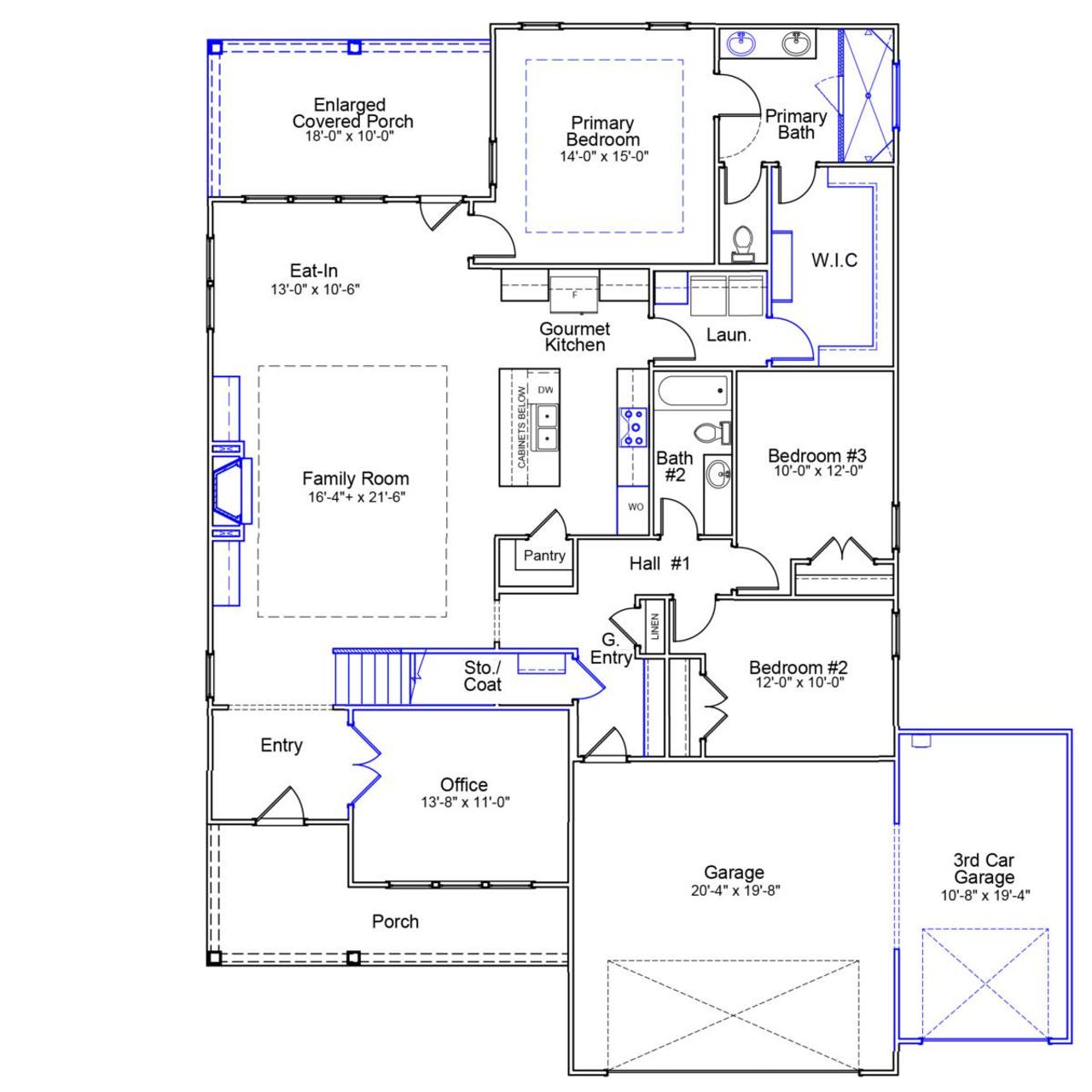 2D floor plan layout of this home in Hawthorn Ridge, Inman, SC (Image 2).