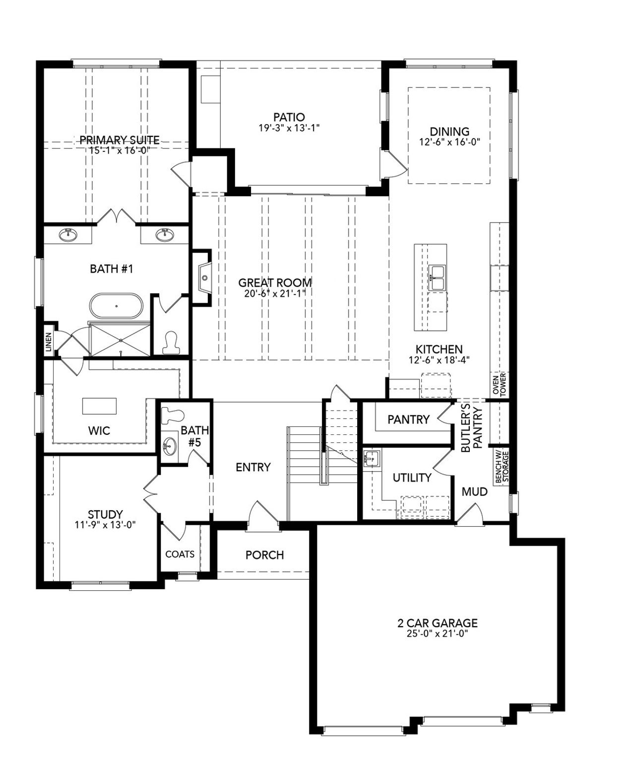 2D floor plan layout of this home in Rio Vista at Kelly Ranch, Aledo, TX (Image 2).