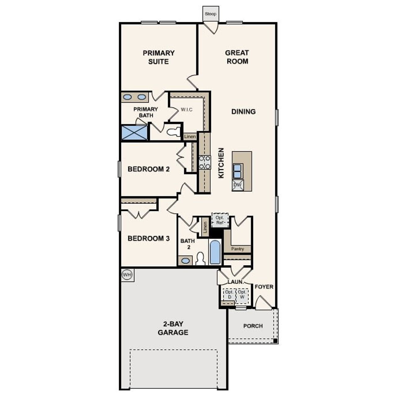 2D floor plan layout of this home in Spring Creek, San Antonio, TX (Image 2).