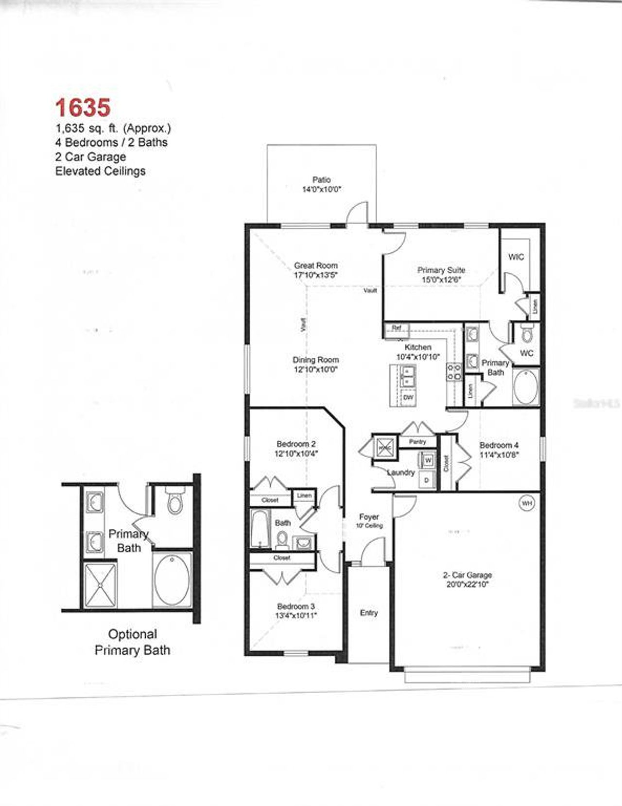 2D floor plan layout of this home in Pine Bluff, Spring Hill, FL (Image 2).