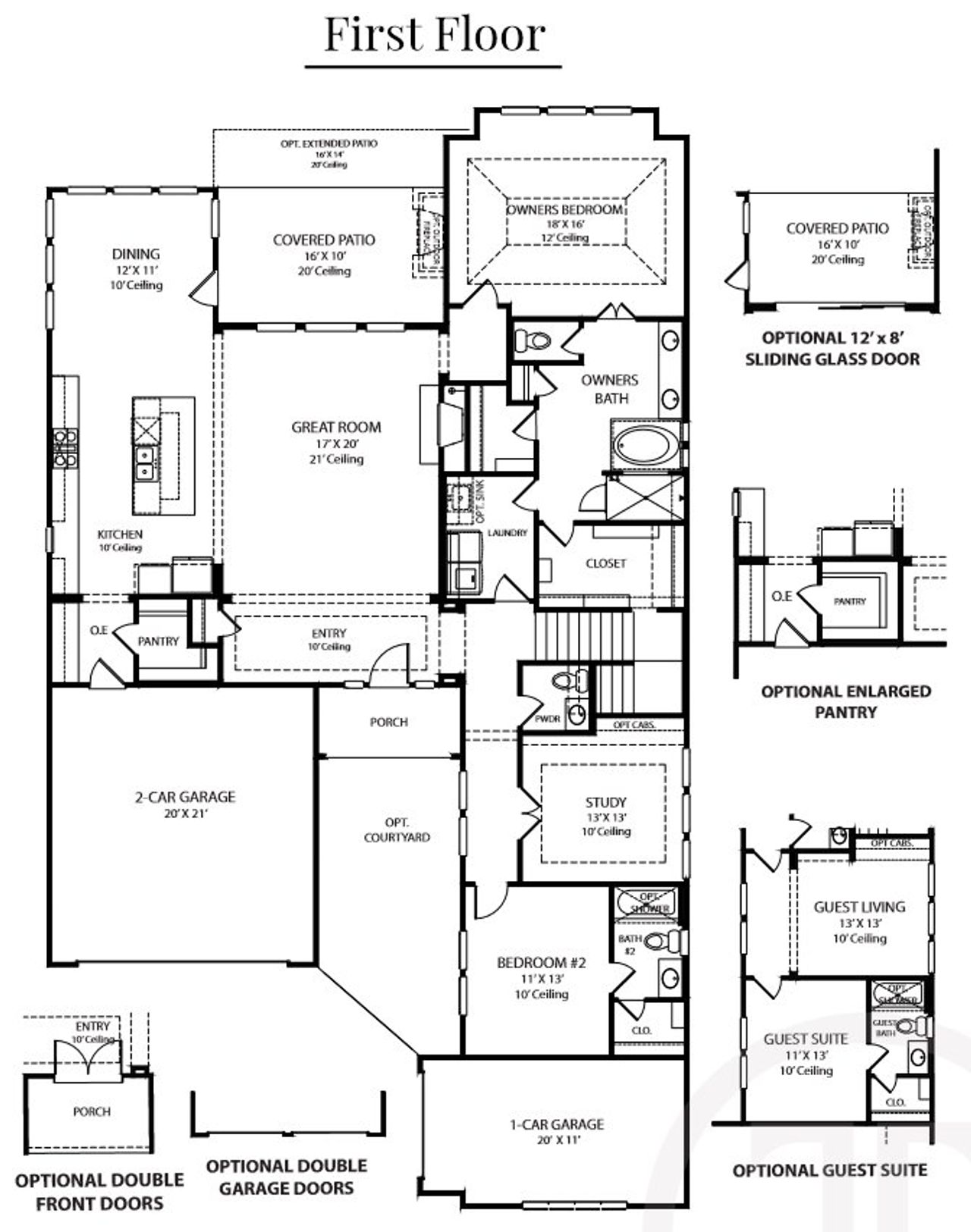 2D floor plan layout for the Plan 5032 by Tradition Homes in Lakewood at Brookhollow – 60′, Prosper, TX (Image 2).