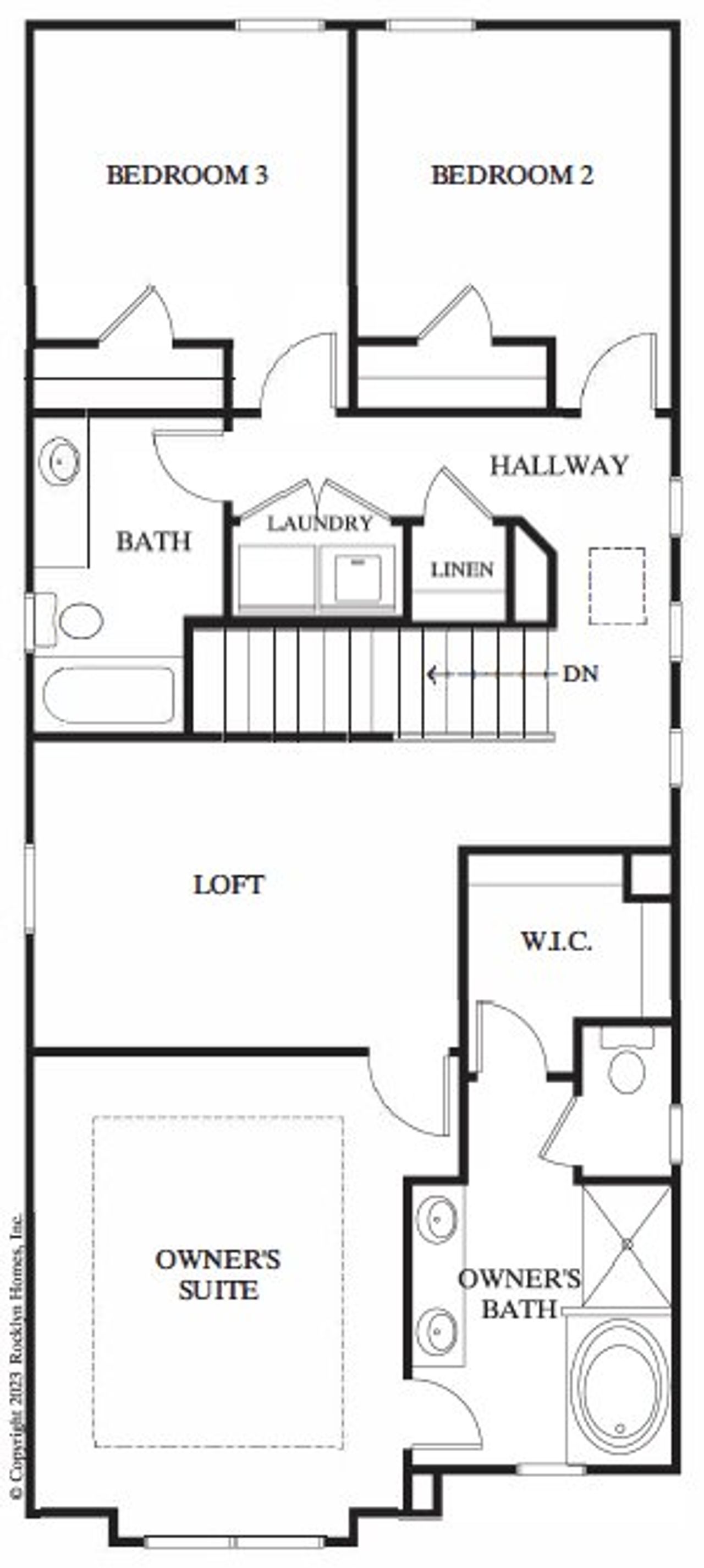 2D floor plan layout for the Holly by Rocklyn Homes in Old Salem Crossing, Conyers, GA (Image 2).