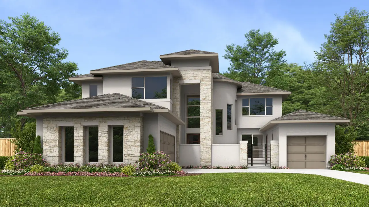 Representative exterior photo of a completed home built from the 4410S by Perry Homes in Elyson, Katy, TX (Image 2).