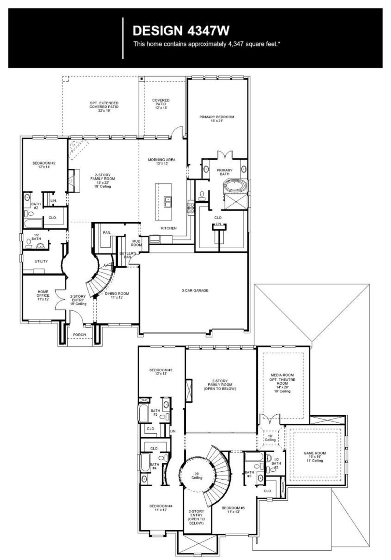 2D floor plan layout of this home in Santa Rita Ranch - Eldorado, Liberty Hill, TX (Image 2).