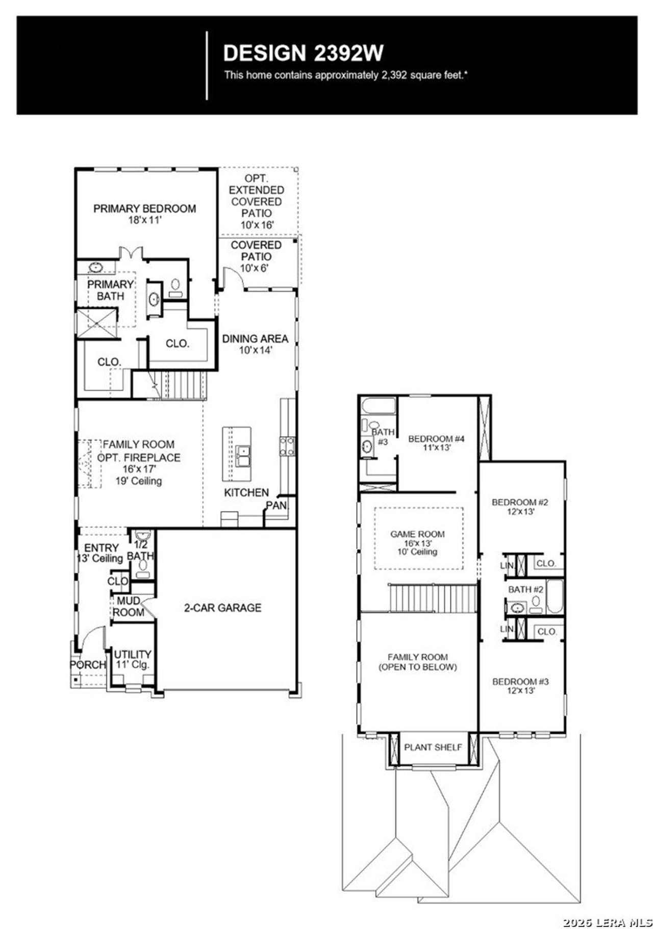 2D floor plan layout of this home in The Parklands, Schertz, TX (Image 2).