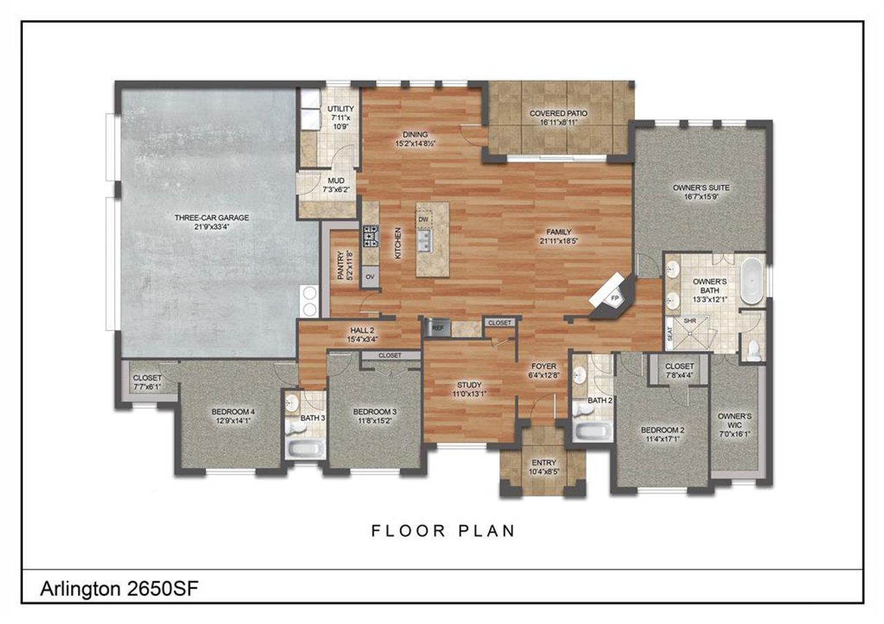 2D floor plan layout of this home in Overton Oaks, Decatur, TX (Image 2).