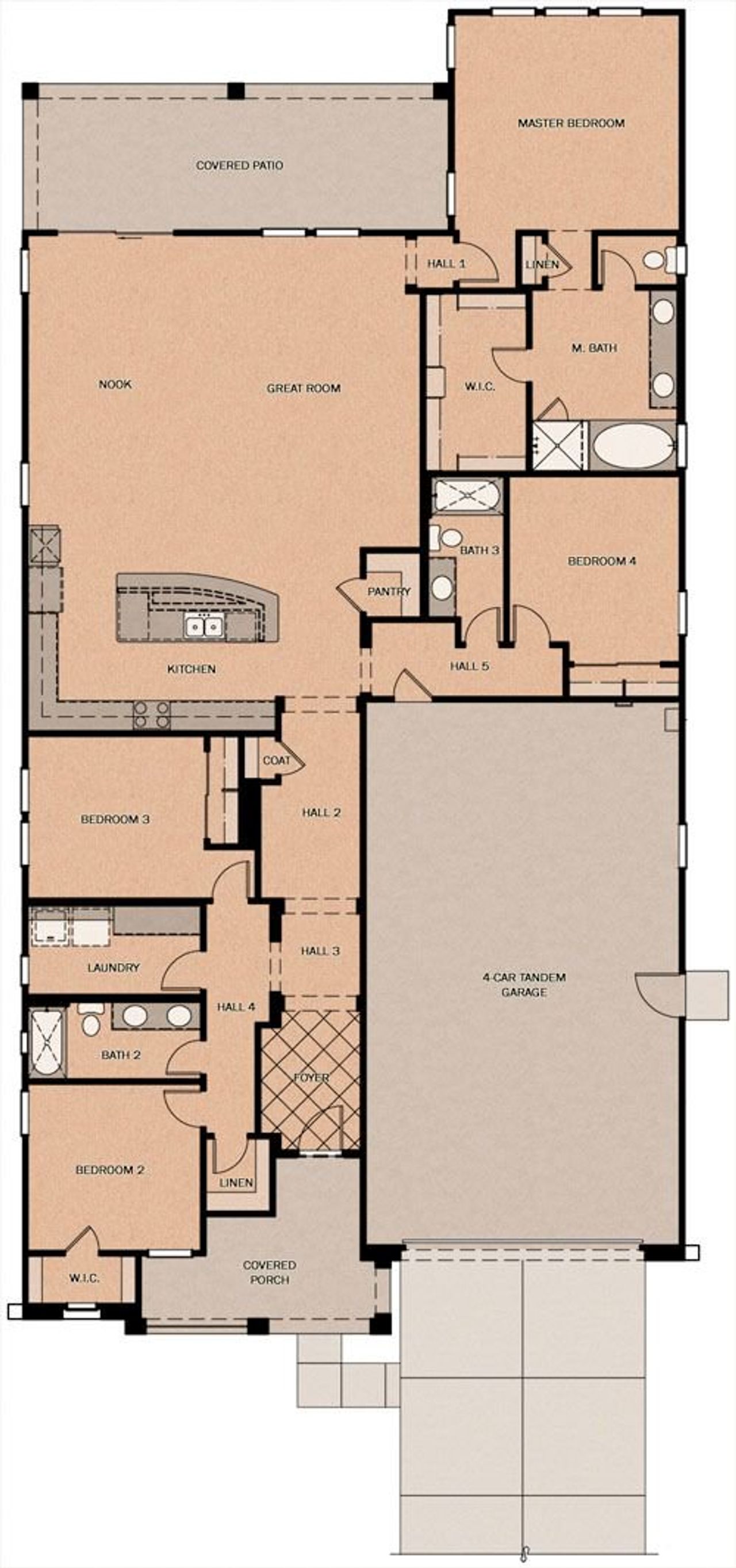 2D floor plan layout of this home in Groves at Barney Farms, Queen Creek, AZ (Image 2).