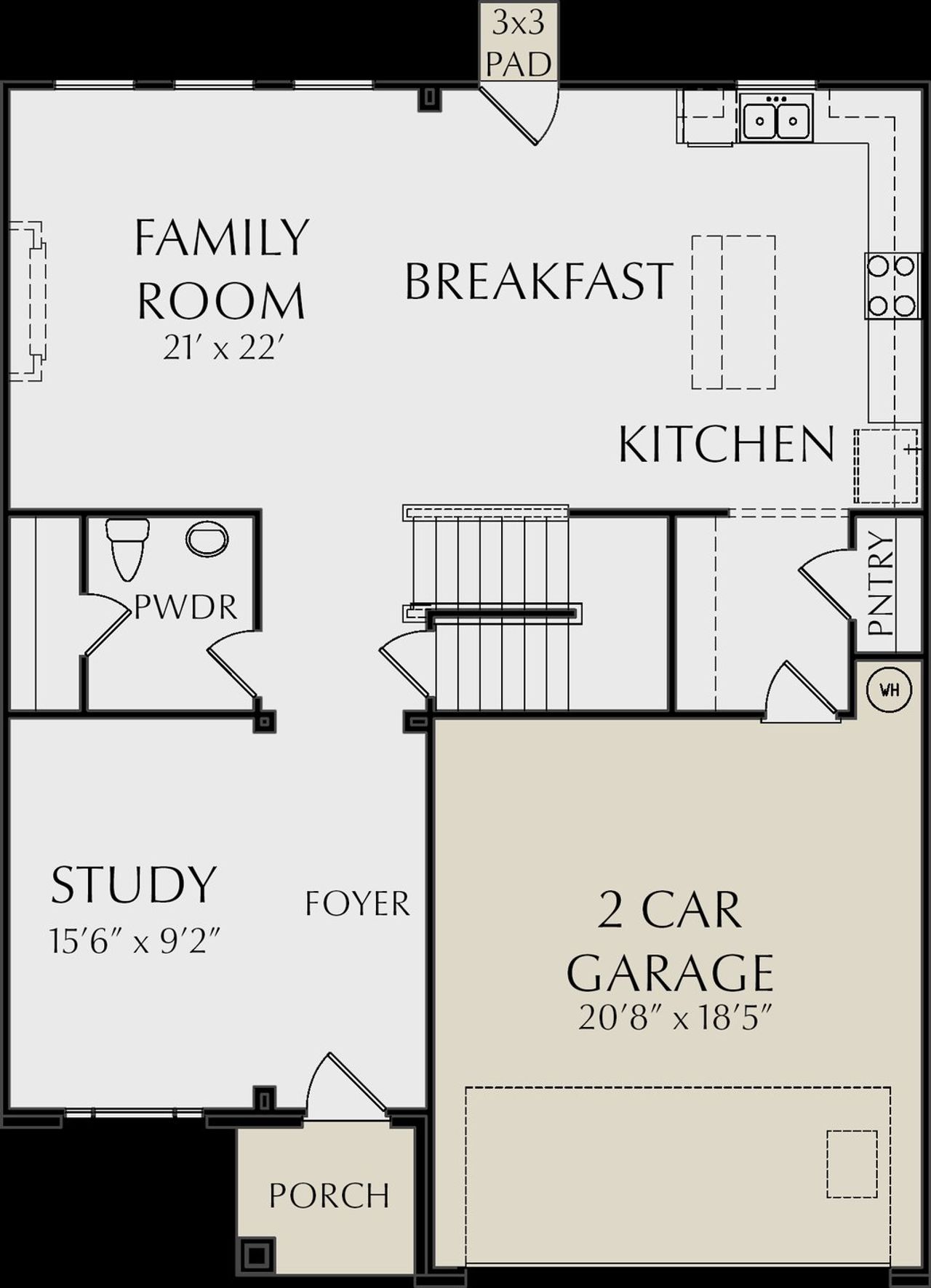 2D floor plan layout for the Grove by KM Homes in Ashton Heights, Lawrenceville, GA (Image 2).