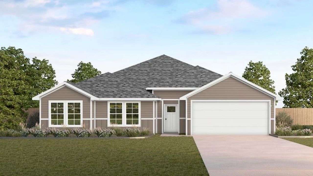 Front exterior of a new home in Waverly Estates, Josephine, TX, highlighting curb appeal (Image 2).