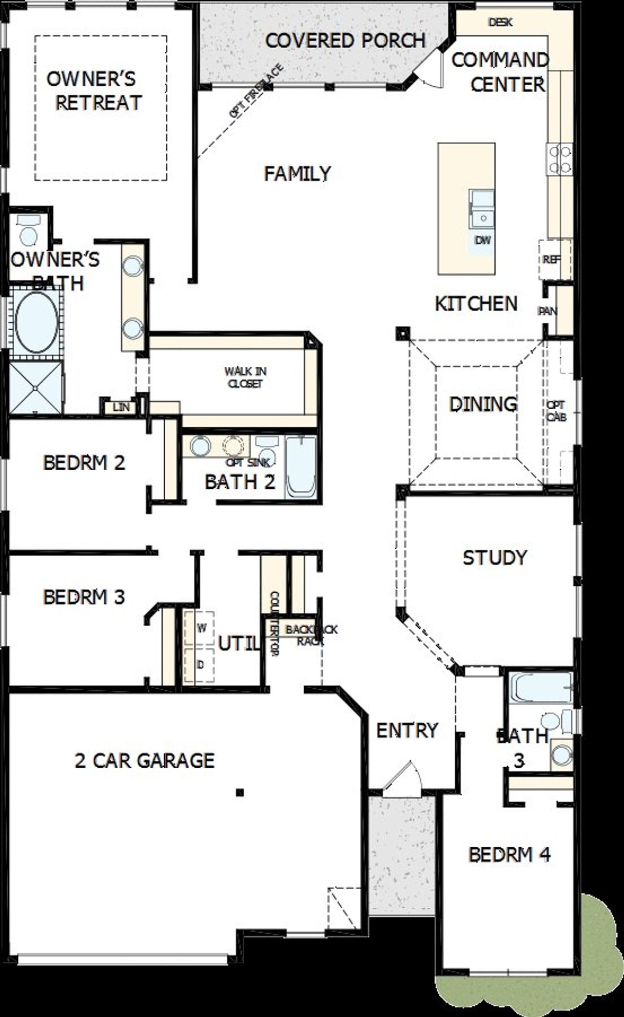 2D floor plan layout of this home in Meridiana 55' Homesites, Manvel, TX (Image 2).