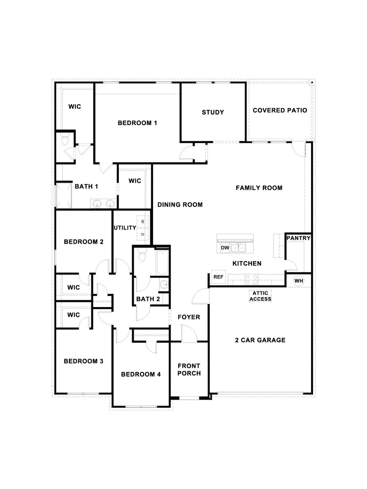 2D floor plan layout for the The Holden by D.R. Horton in Revelry, Del Valle, TX (Image 2).