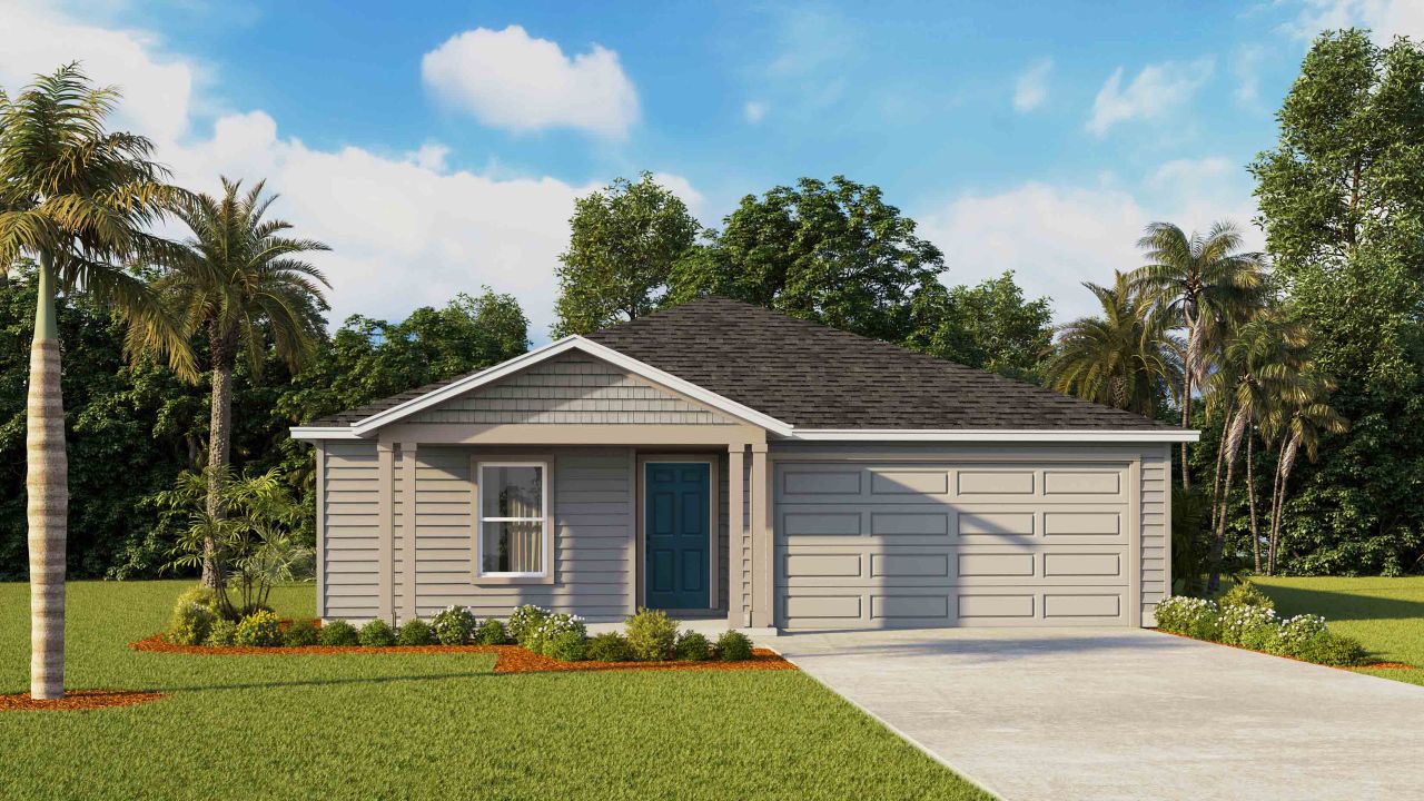 Representative exterior photo of a completed home built from the Dundee by D.R. Horton in Fletcher Trace, Alachua, FL (Image 2). Representative exterior photo of a completed home built from the Dundee by D.R. Horton in Fletcher Trace, Alachua, FL (Image 2).