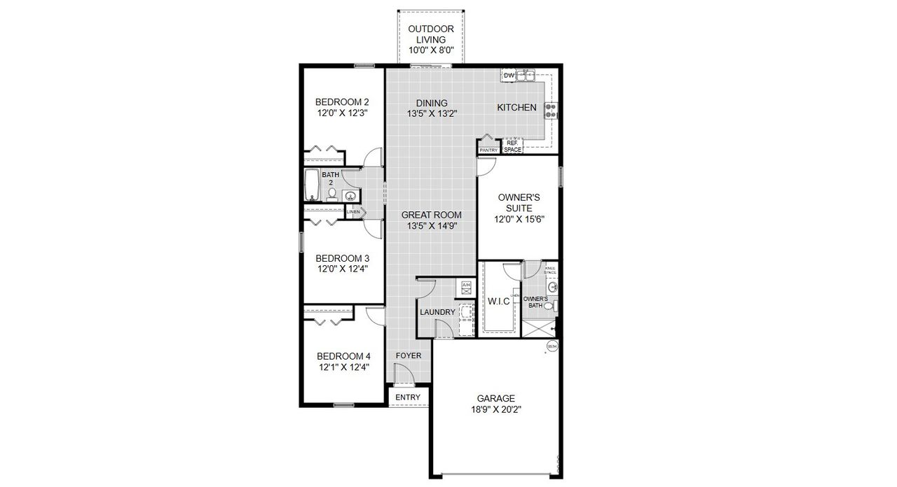 2D floor plan layout of this home in Citrus Ridge, Lake Wales, FL (Image 2).