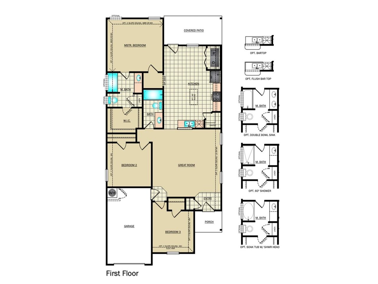 2D floor plan layout for the RC Carter by Lennar in Hidden Oasis, San Antonio, TX (Image 2).