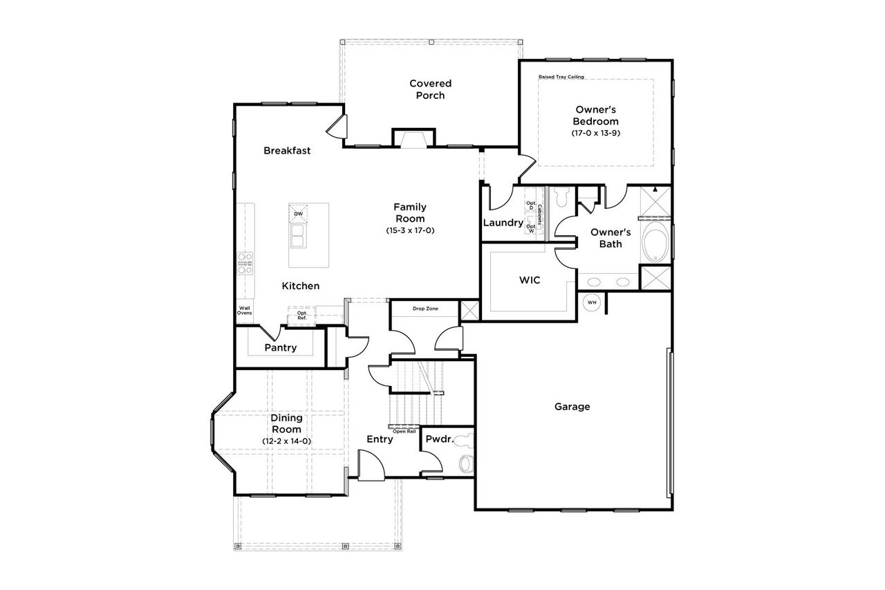 2D floor plan layout for the Aria by DRB Homes in Brush Arbor, McDonough, GA (Image 2).
