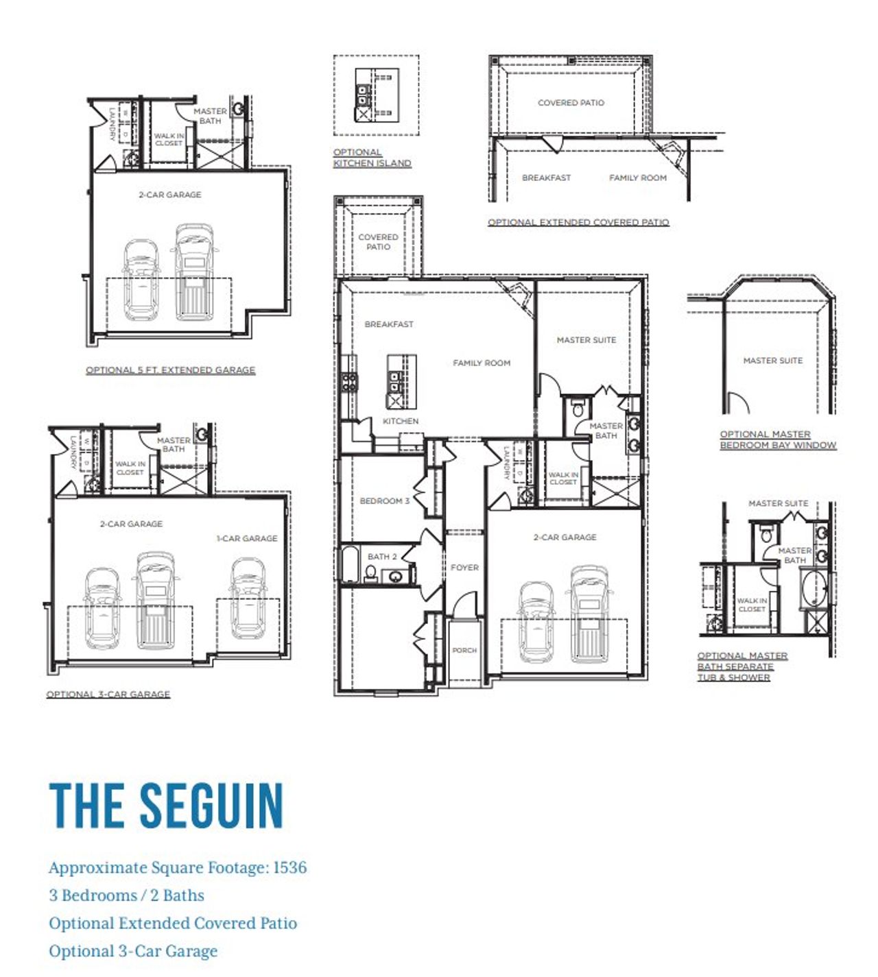 2D floor plan layout for the The Seguin by McKinley Homes in Fieldstone, Katy, TX (Image 2).