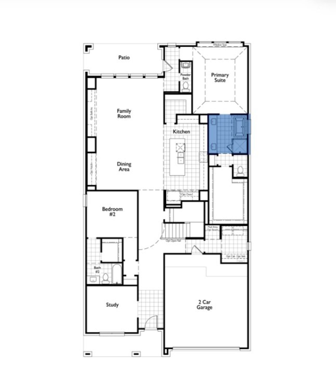 2D floor plan layout for the Elmhurst by Highland Homes in Ramble, Celina, TX (Image 2).